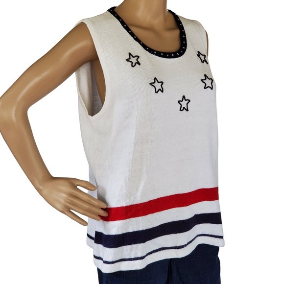 HSN Storybook Knits 2 Piece Sweater Set Women's 1X Cardigan & Tank Americana - Picture 13 of 16